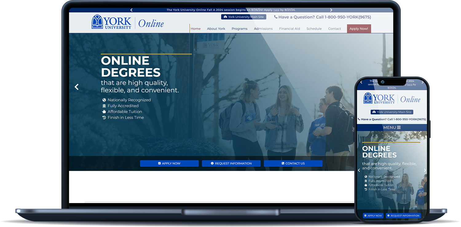 York University Online desktop and mobile sites