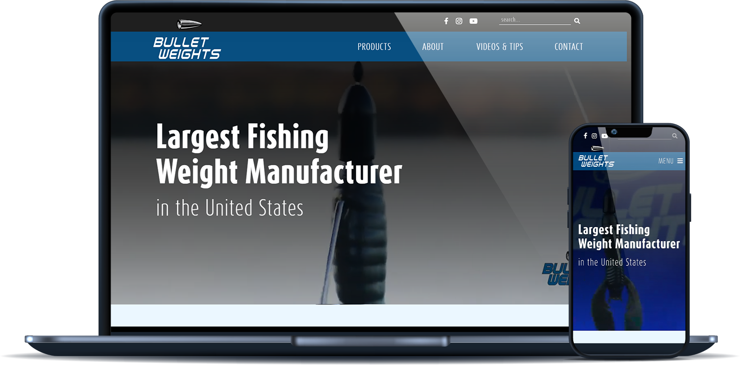 Bullet Weights desktop and mobile sites