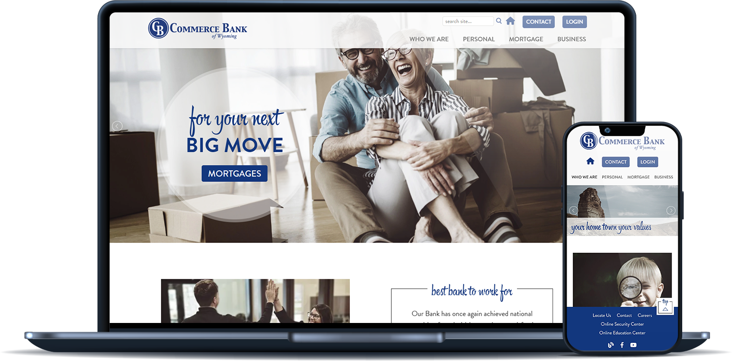 Commerce Bank of Wyoming desktop and mobile sites