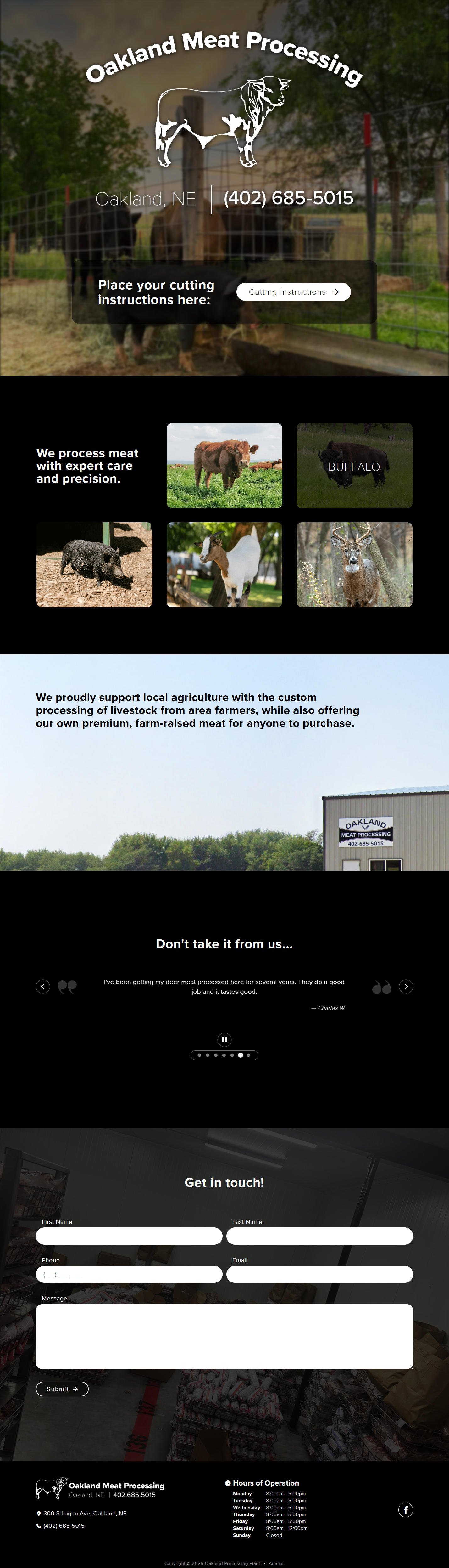 Oakland Meat Processing home page