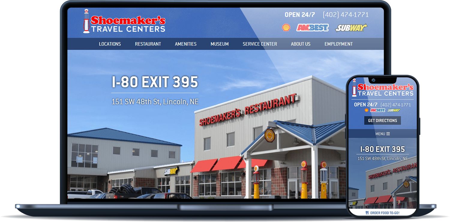 Shoemaker's Travel Center desktop and mobile sites