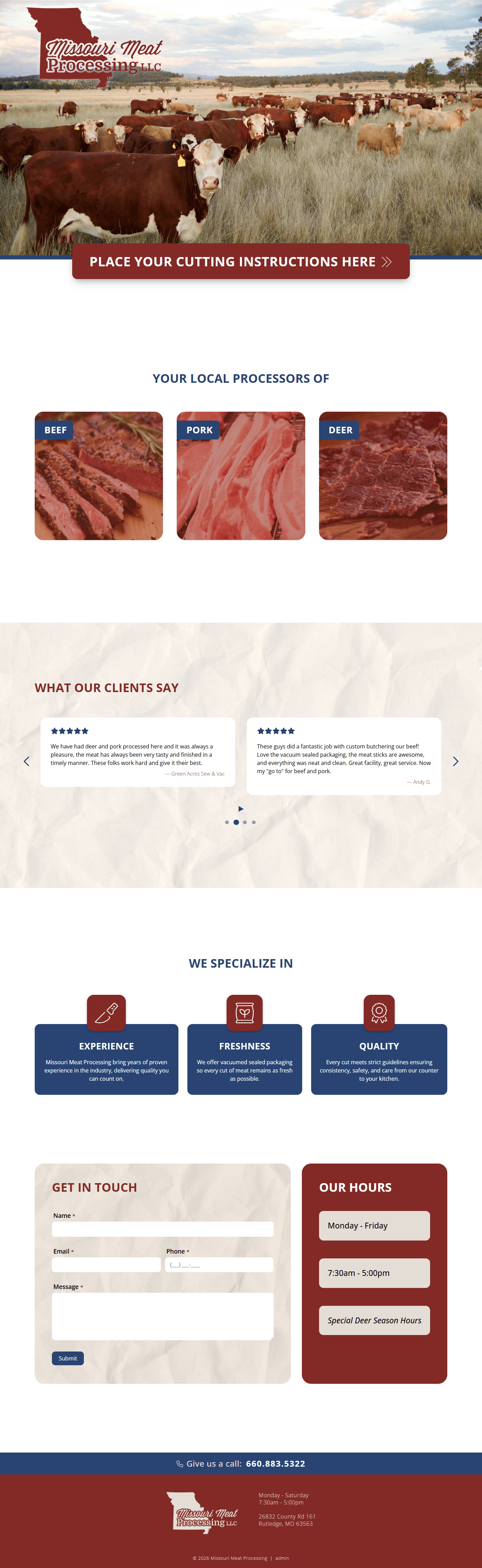 Missouri Meat Processing home page