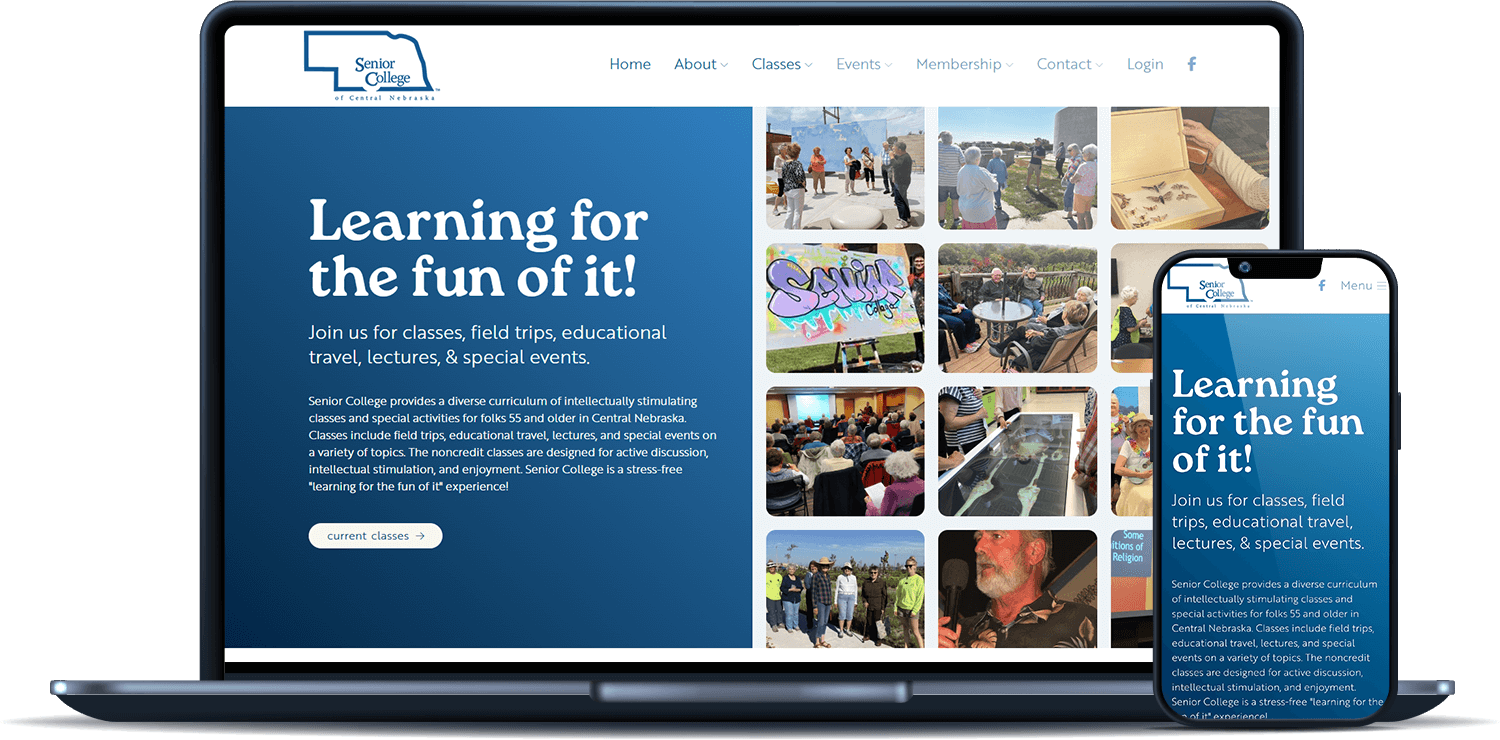 Senior College desktop and mobile sites