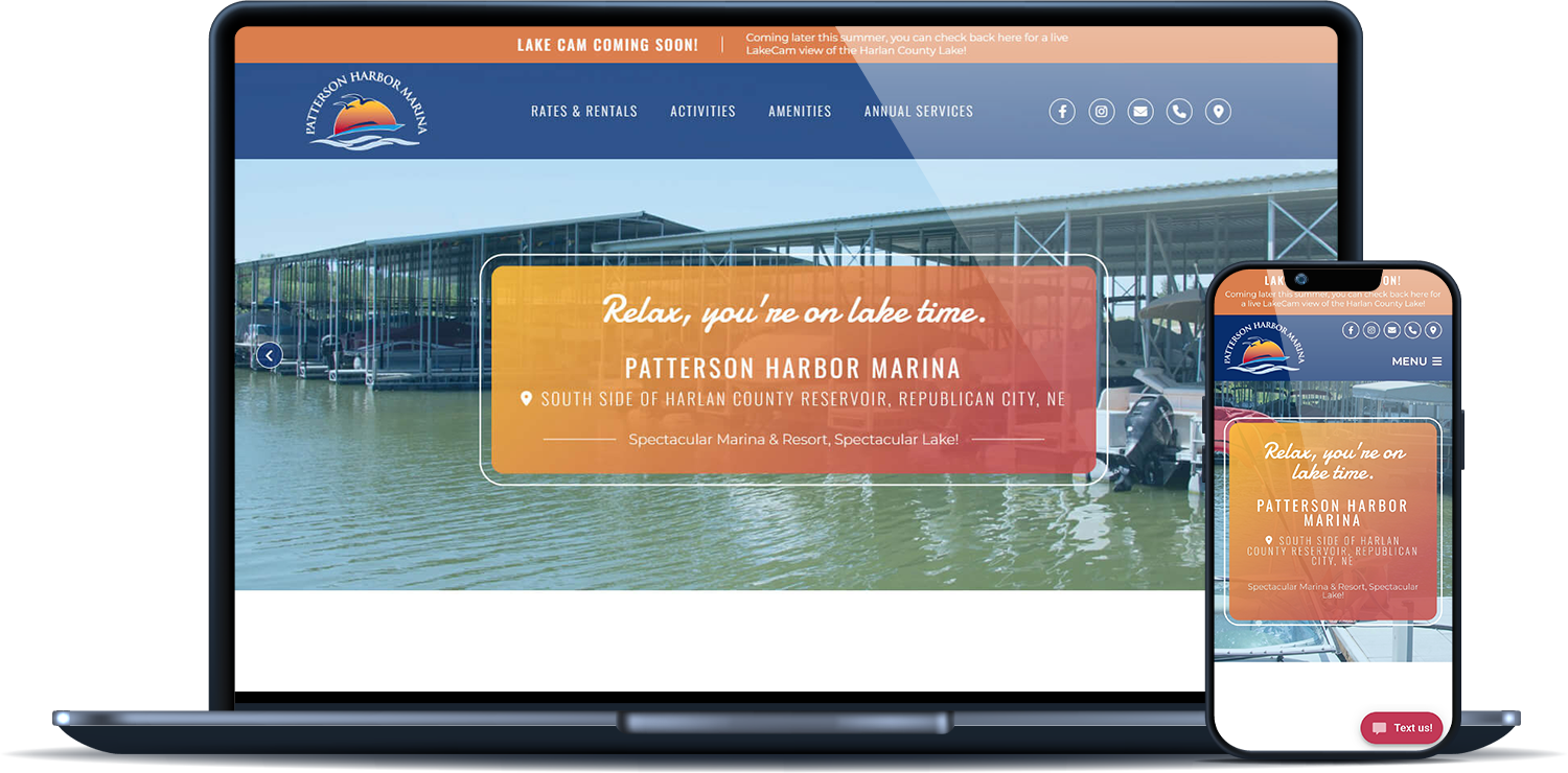 Patterson Harbor Marina desktop and mobile sites