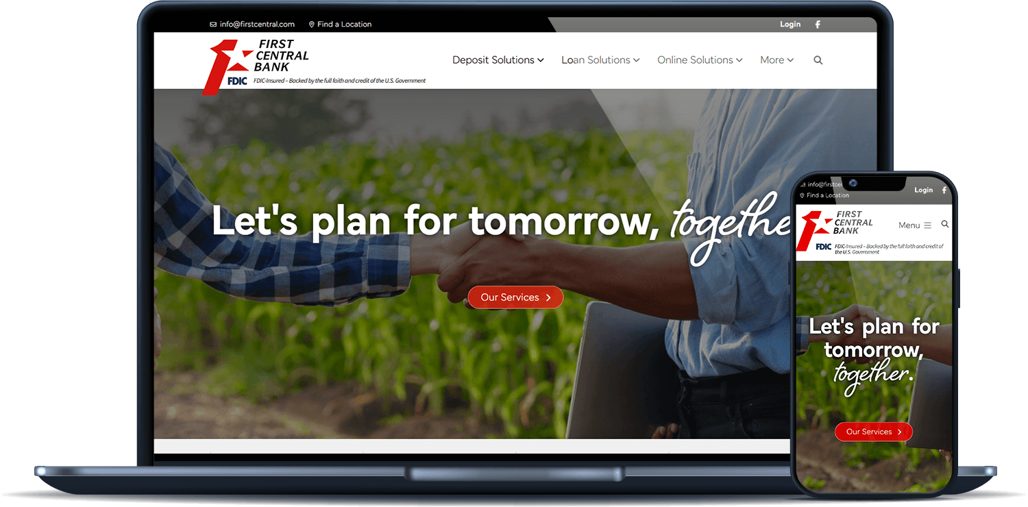 First Central Bank desktop and mobile sites