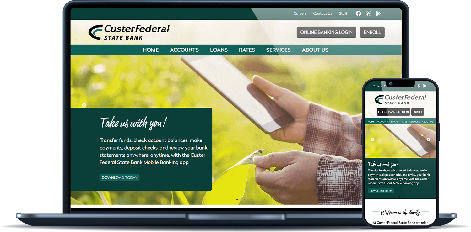 Custer Federal State Bank desktop and mobile sites