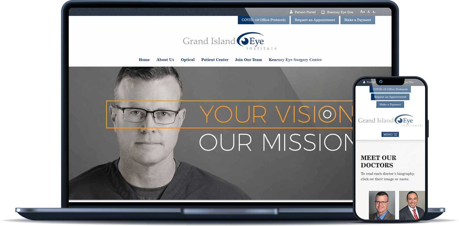 Grand Island Eye Institute desktop and mobile sites