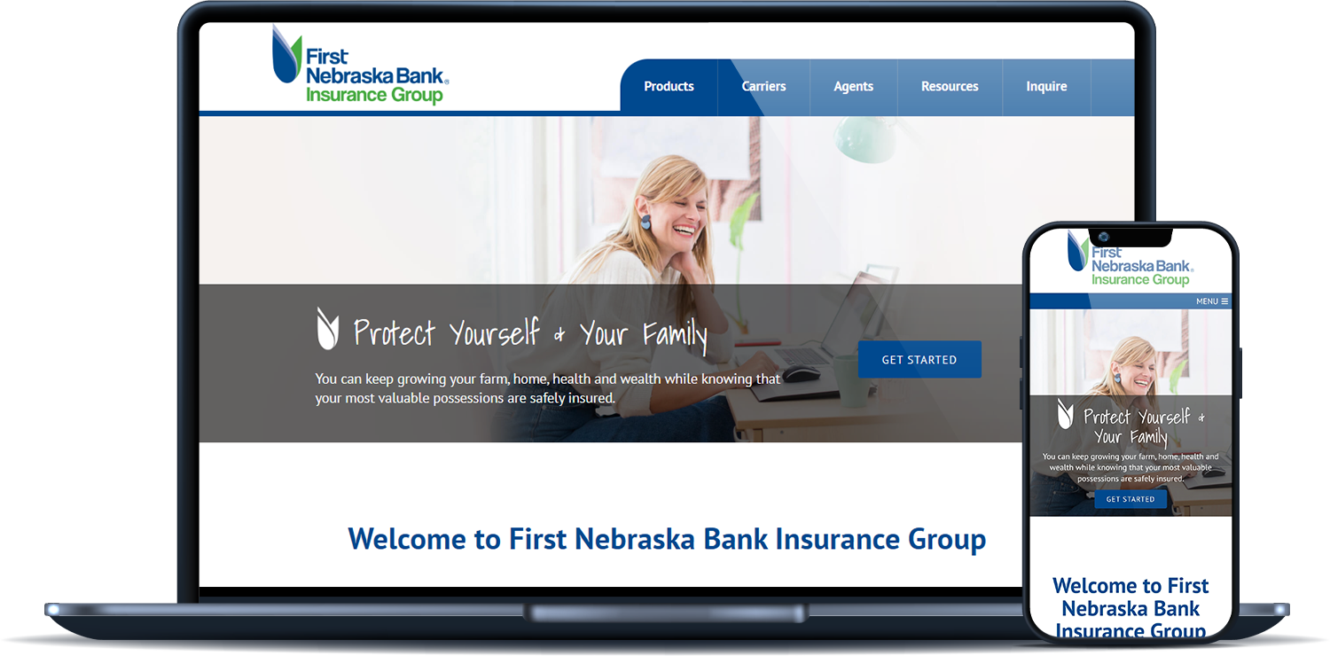 First Nebraska Bank Insurance Group desktop and mobile sites