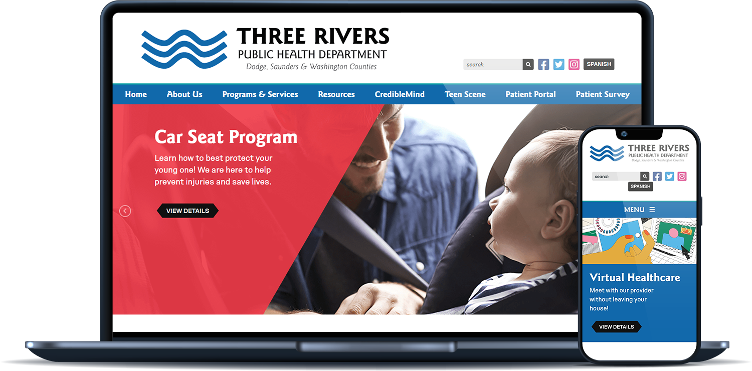 Three Rivers Public Health Department desktop and mobile sites