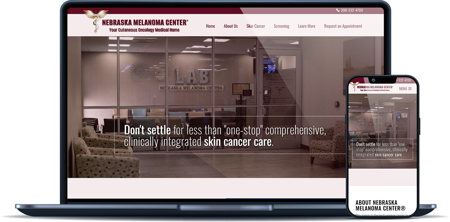 Nebraska Melanoma Center desktop and mobile sites